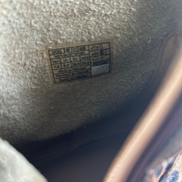 UGG Tan Black Animal Print Fur Suede Almond Toe Ankle Boots size 7.5 - Picture 12 of 15